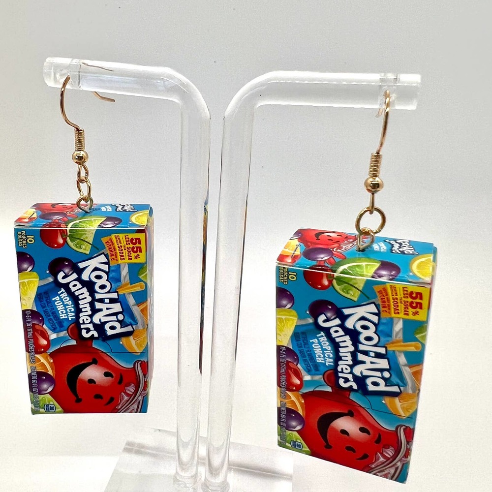 Kool-Aid Earrings - Jammer Juice Pouch Earrings- Mini Brands Earrings